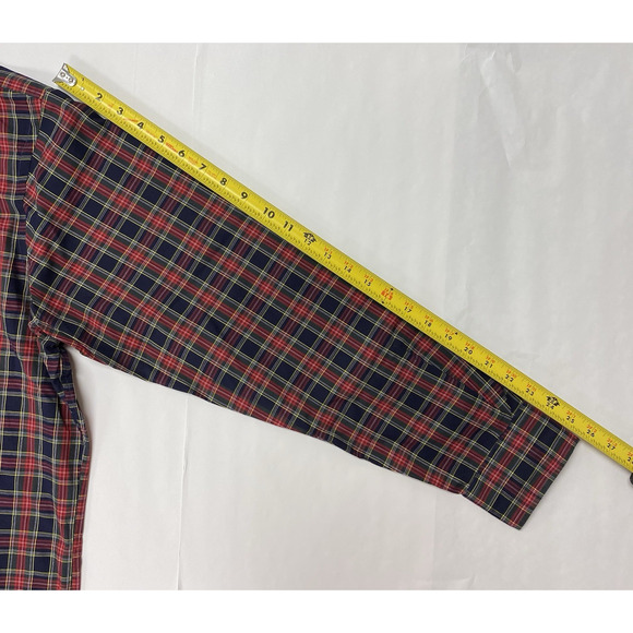 Harrison XL Mens Button Down Shirt Long Sleeve Red Blue Plaid 100% Cotton - Picture 7 of 8